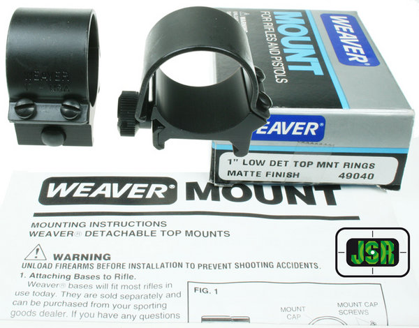 View Item Weaver 1" Low Det Top Rings Matte Finish [49040]