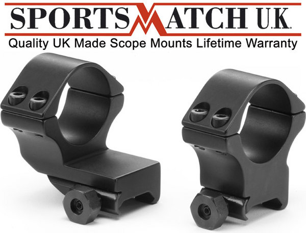 View Item Sportsmatch HTO68C 30mm Tube 2 Piece Double Clamp Mounts Extended 56mm Weaver / Picatinny