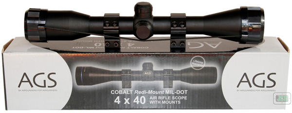 View Item AGS Cobalt 4x40 Telescopic Rifle Sight With 11mm Mounts