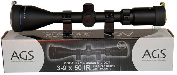 View Item AGS Cobalt 3-9x50 Illuminated Telescopic Rifle Sight With 11mm Mounts