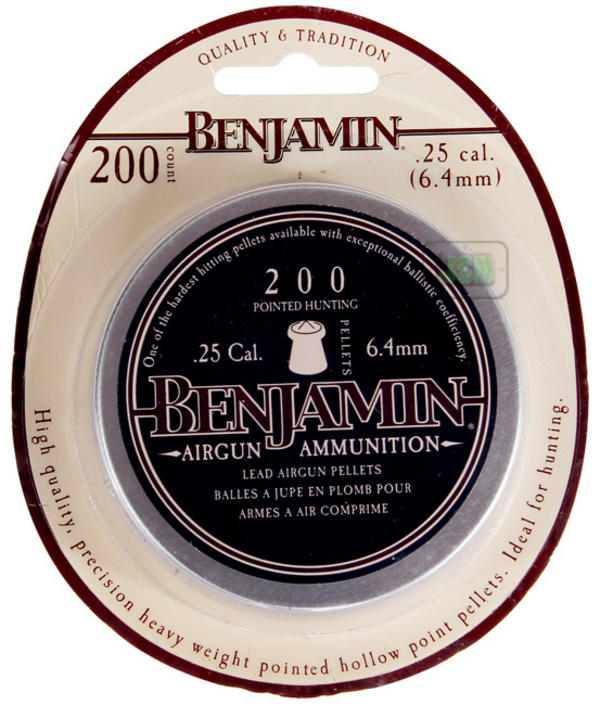 View Item Benjamin Pointed Hunting Pellets [.25] [200 Tin] BDES225