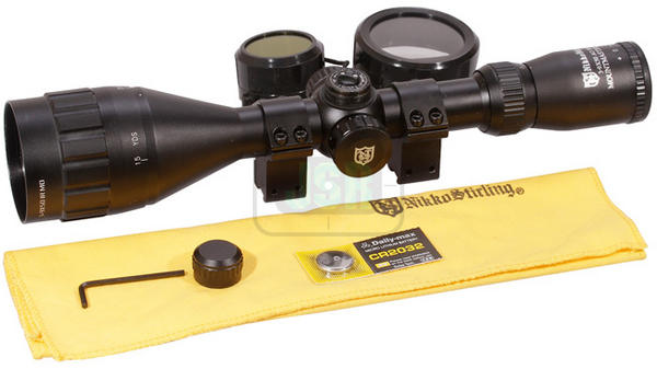 View Item Nikko Stirling Mountmaster 3-9x50 PX ADJ Illuminated Reticule Riflescope With Mounts NMMI3950AO
