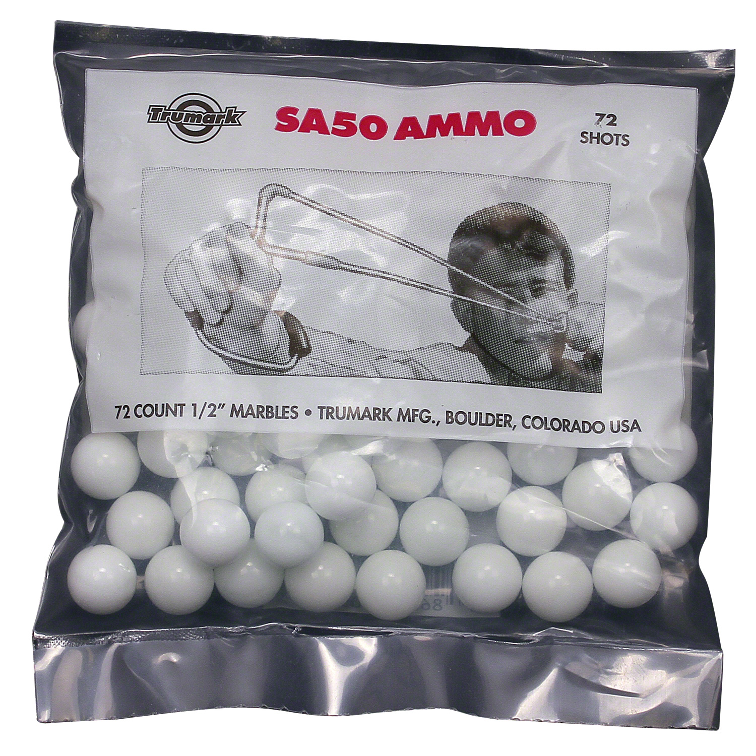 Trumark Tracer White Marbles Slingshot Catapult Ammo 1/2" SA50 eBay