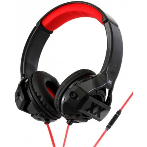 NEW JVC XX XTREME XPLOSIVES ON EAR HEADPHONES WITH MIC REMOTE BLACK RED