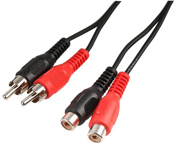 10 Metres Twin Double RCA Phono Male to Female Audio Extension Cable