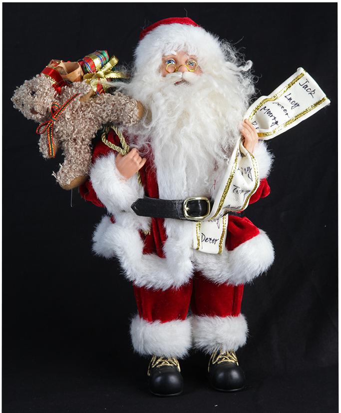Santa Claus With List Detailed Father Christmas Figure 30cm Tall Xmas