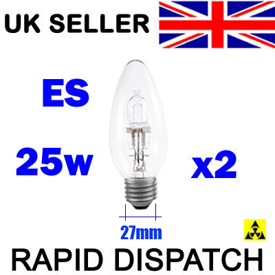 Candle Bulbs Halogen 25w=40w Screw Cap ES E27 x 2