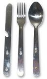 View Item Camping Cutlery Set Knife Fork Spoon Tin Opener