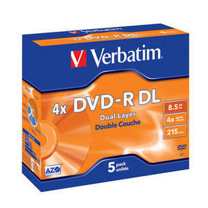 5 Verbatim Double Layer DVD-R DL 4x/8.5GB Jewel Cased # Preview
