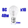 View Item GLS Halogen Light Bulbs 40w=60w Bayonet Cap BC B22 x 10