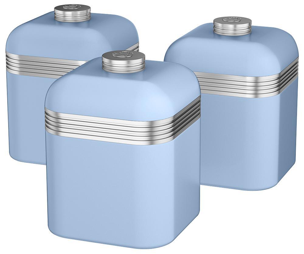 Swan Set Of Three Kitchen Canisters (tea/ Coffee/ Sugar) In Sky Blue