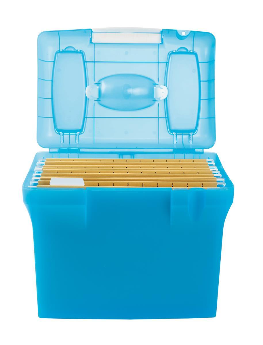 File Box with Suspension Files and Index Tabs Plastic A4 Blue eBay