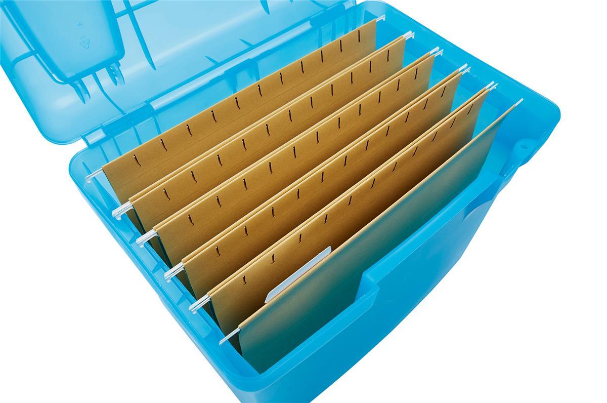 File Box with Suspension Files and Index Tabs Plastic A4 Blue eBay