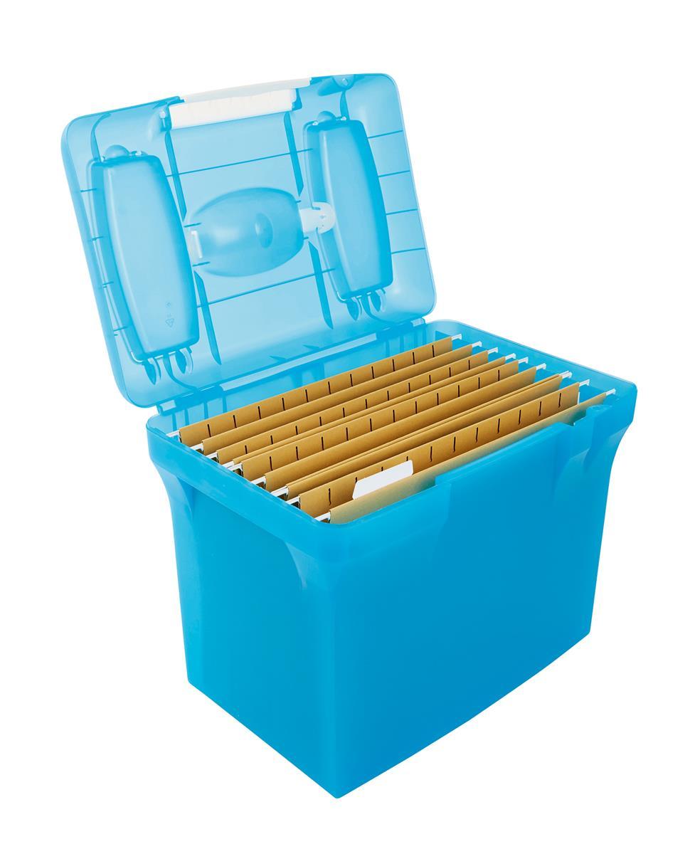 File Box with Suspension Files and Index Tabs Plastic A4 Blue eBay