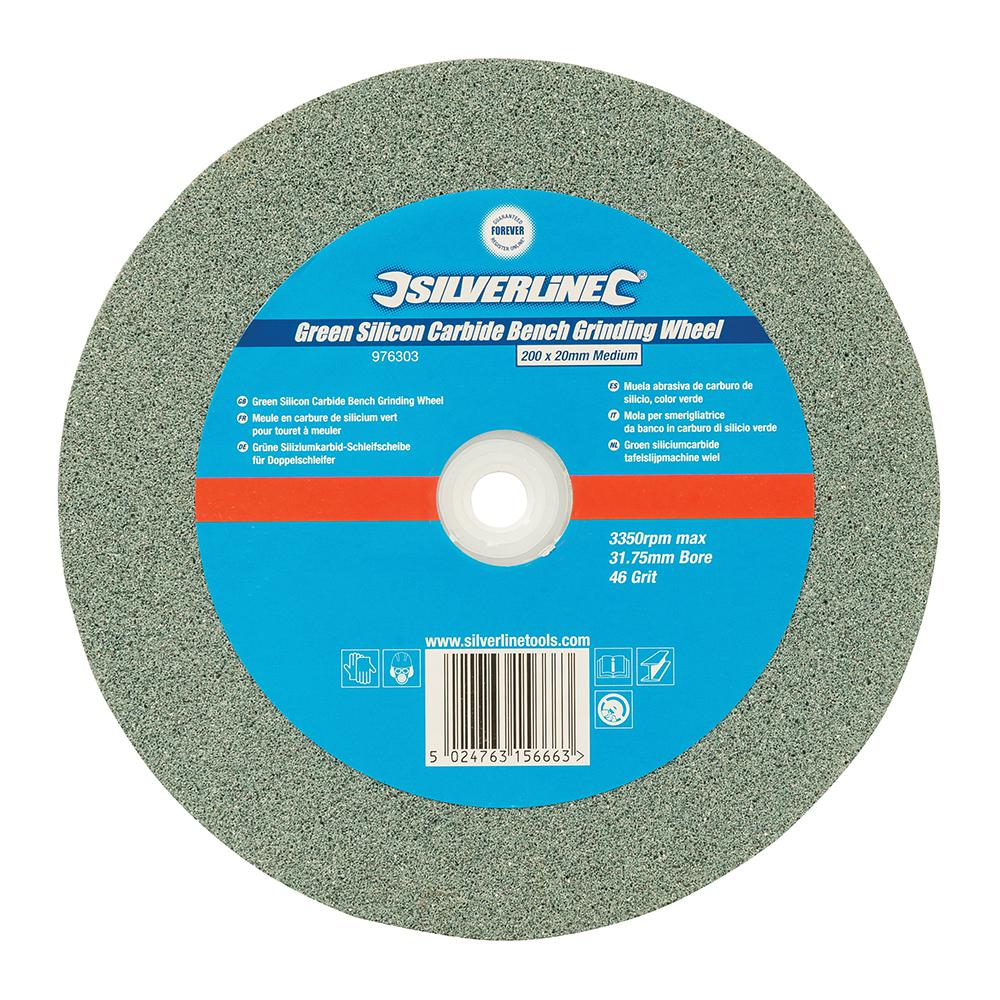 Silverline Green Silicon Carbide Bench Grinding Wheel 200 X 20mm Medium