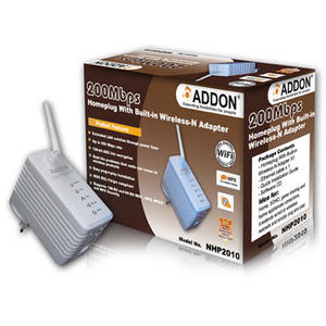 ADDON TECHNOLOGY 200Mbps Homeplug w Built-in Wireless 11N Adapter NHP2010 Preview