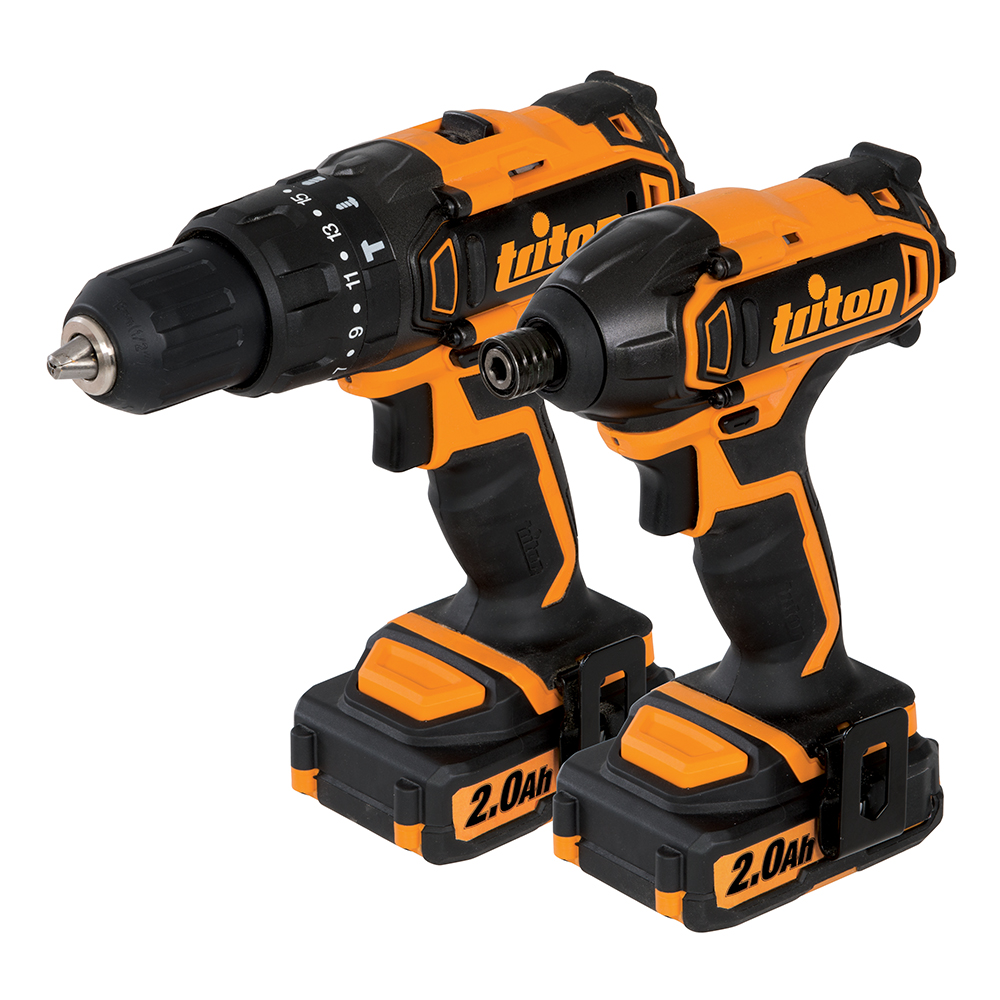 T1027 Triton T20 Combi Hammer Drill & Impact Driver Twin Pack 20V 2.0Ah