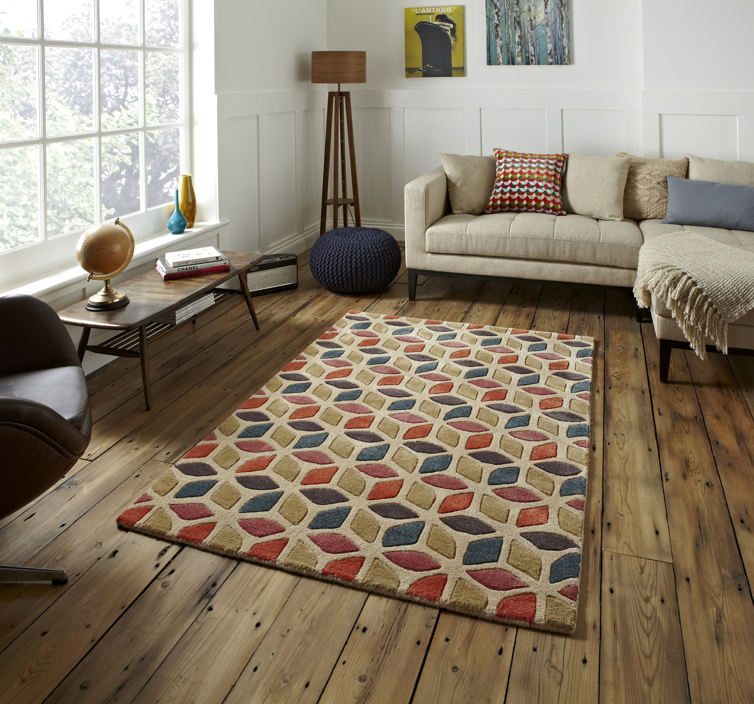 Rugs Geometric Design Roselawnlutheran Fusion Geometric Design Hand Tufted Soft Wool Viscose Rug