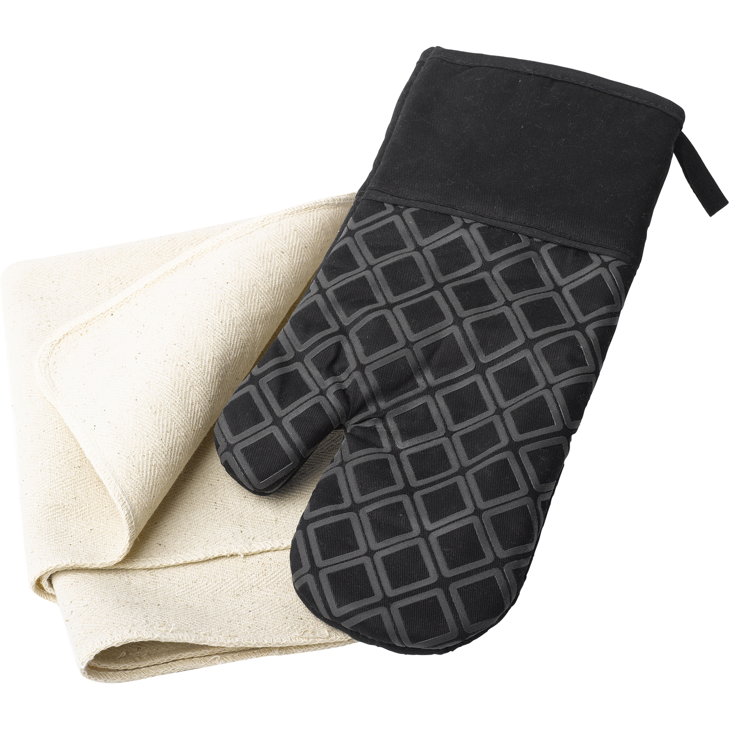 Heavy Duty 100 Cotton Oven Cloth & Silicone Single Oven Glove