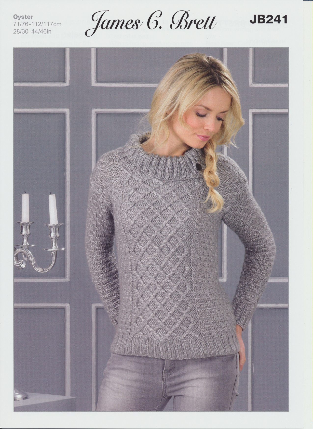 Oyster Aran Knitting Pattern Womens Round Roll Neck Jumper Ribbed Sweater JB2...