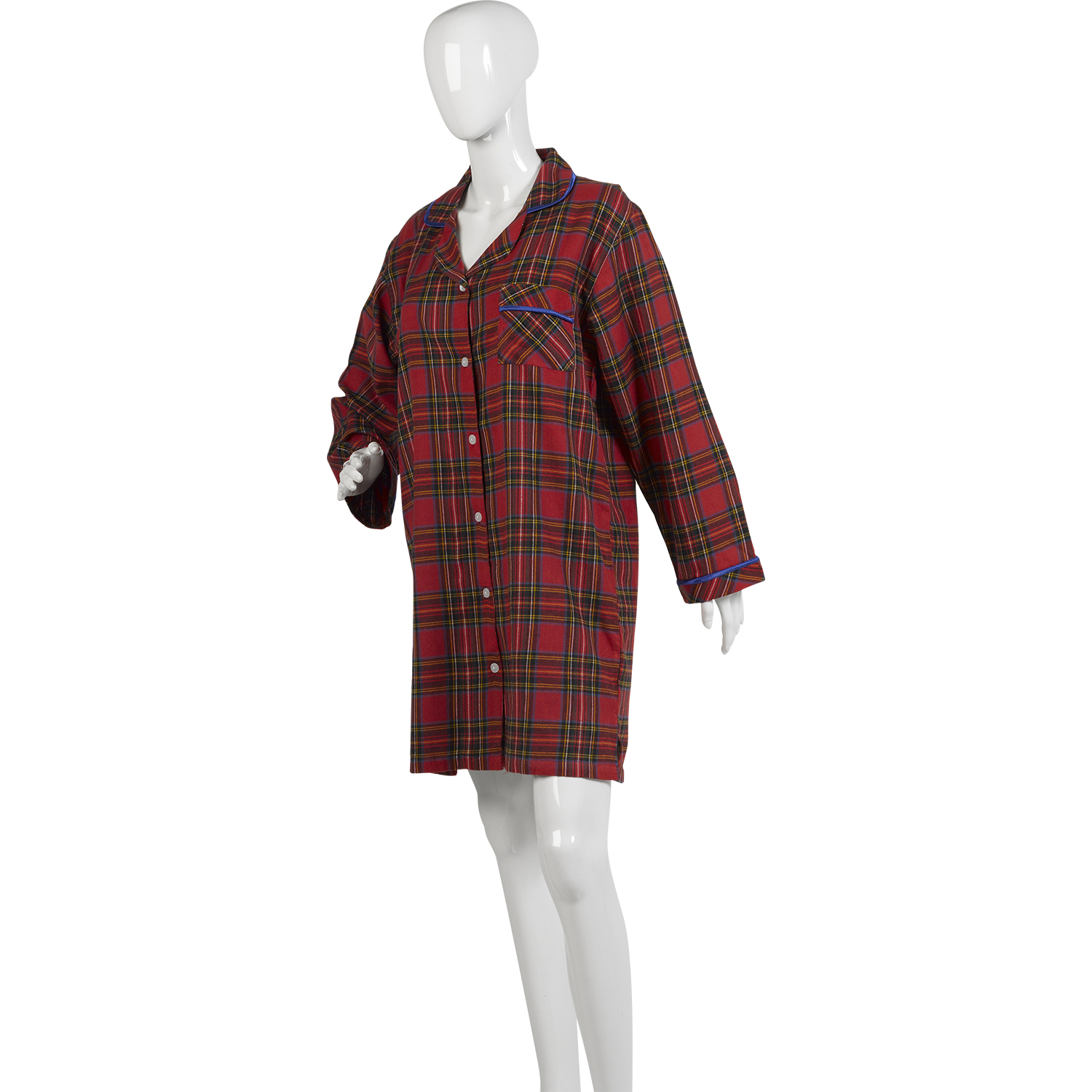 Ladies Long Sleeve Tartan Nightshirt Womens 100 Combed Cotton