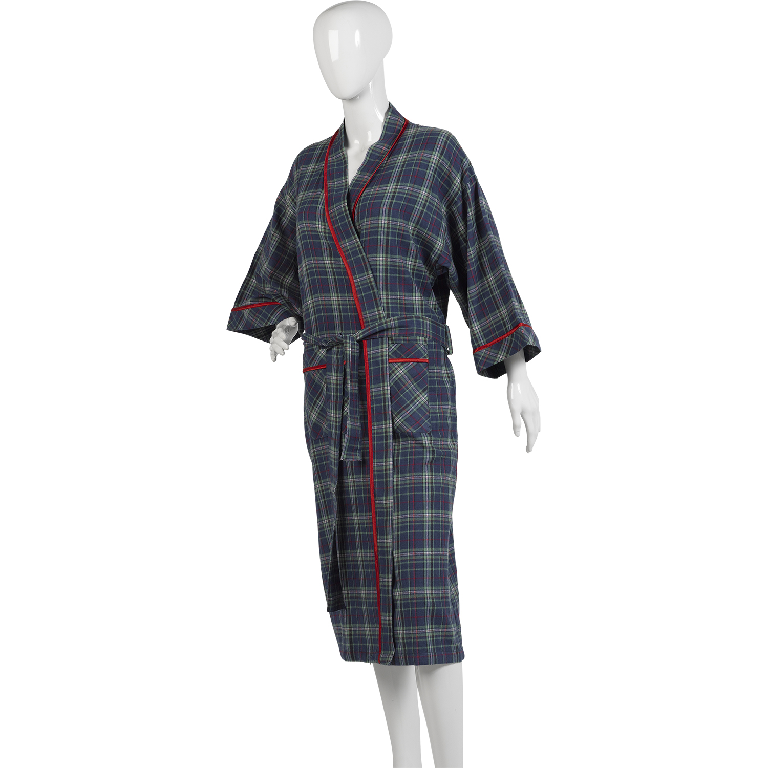 Womens Combed Cotton Tartan Dressing Gown Ladies Lightweight Wrap Check