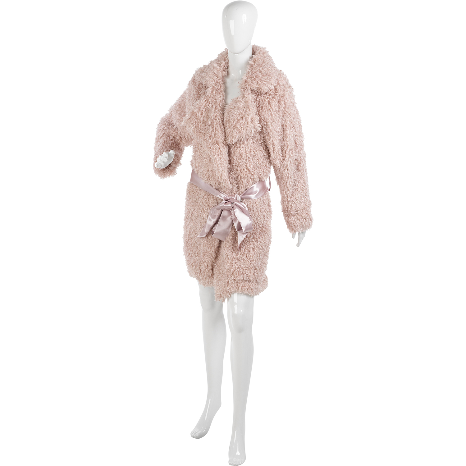 Slenderella Womens Mongolian Faux Fur Dressing Gown Ladies Satin Lined