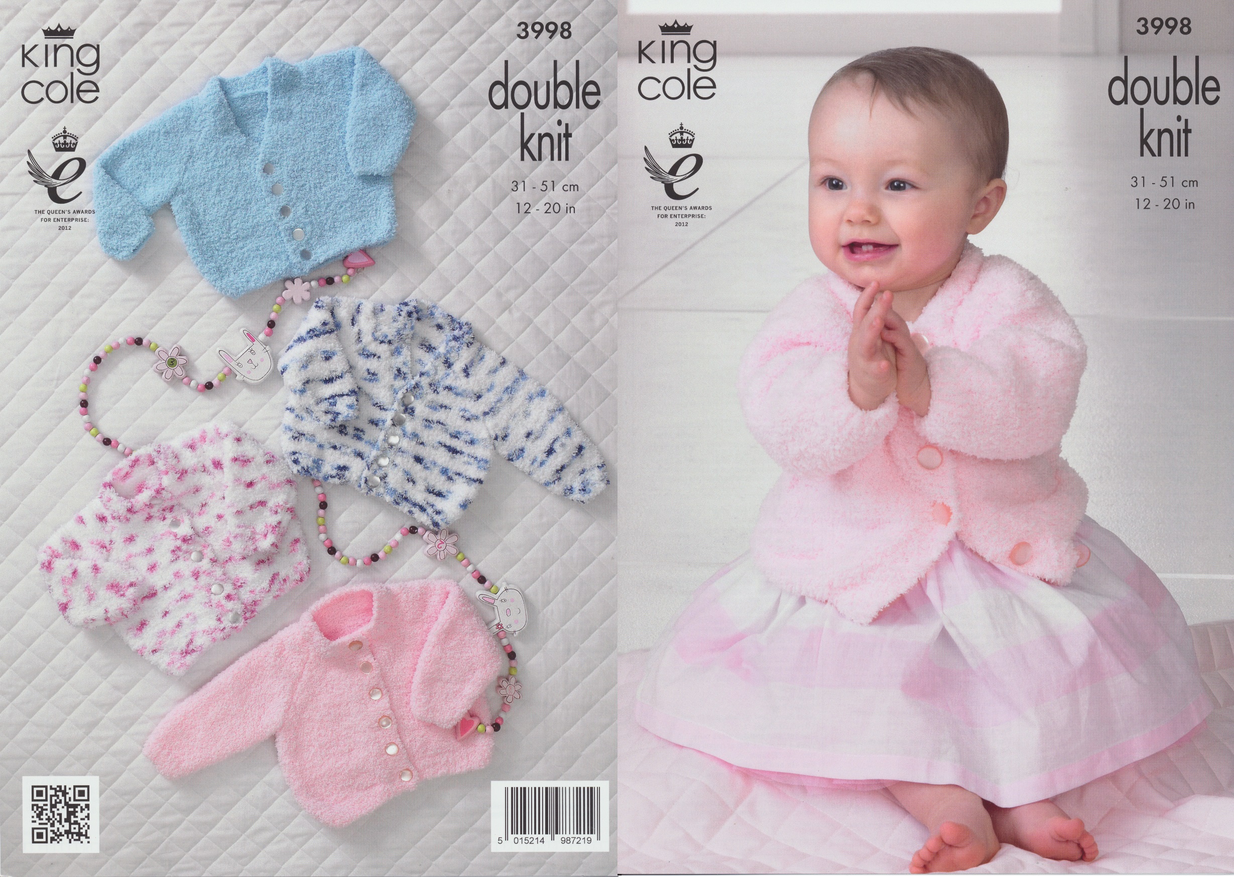 Cuddles DK Knitting Pattern King Cole Striped & Plain Cardigans Baby 3998...