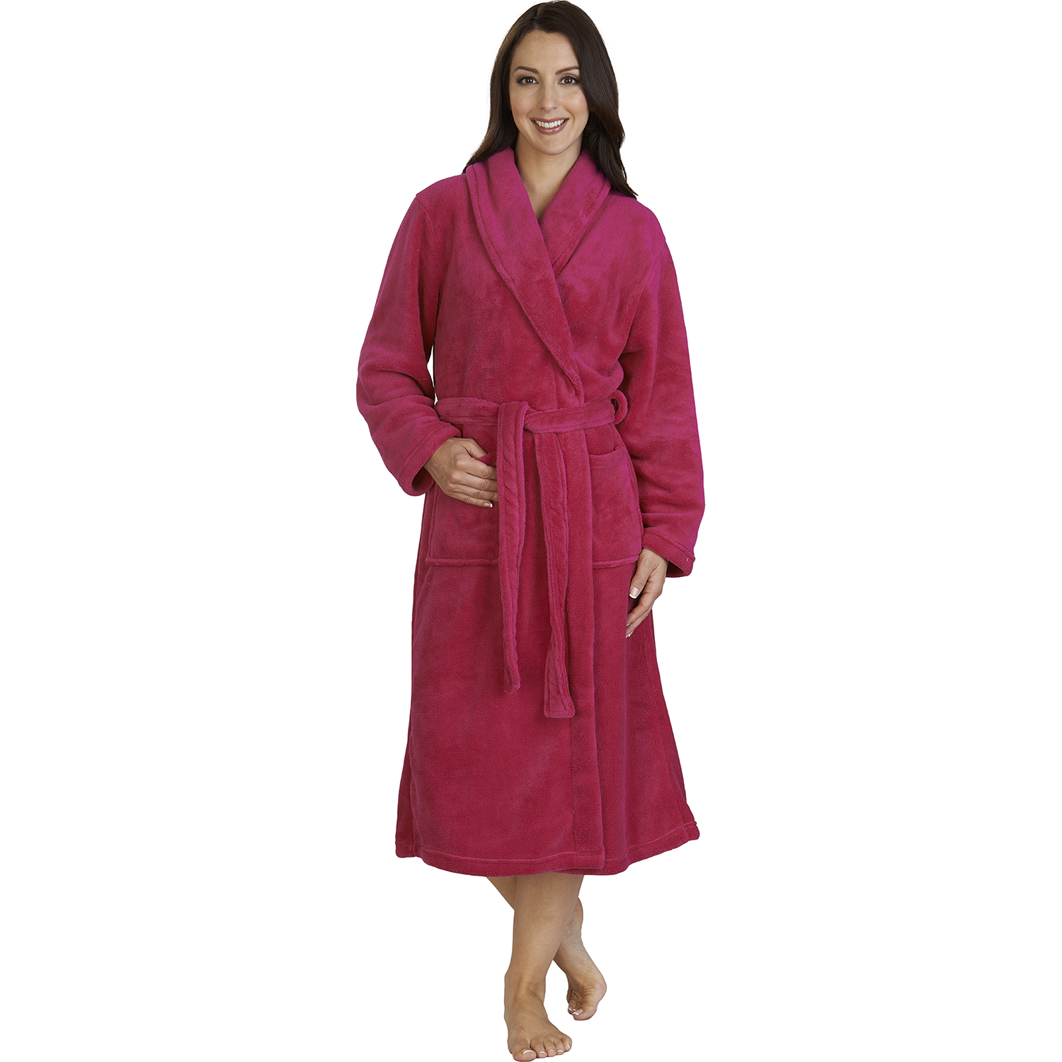 Womens Long Bathrobe Ladies Soft Slenderella Fleece Dressing Gown House