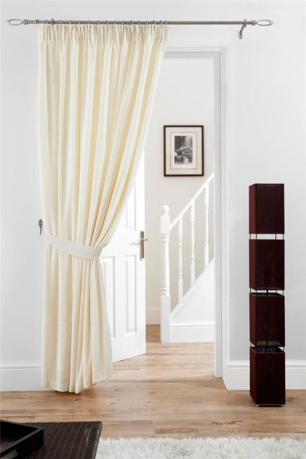 Deep Pile Velvet Door Curtain Pencil Pleat Fully Lined Washable Panel