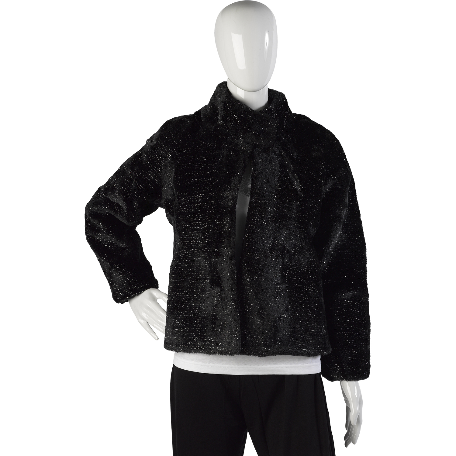 Ladies Slenderella Luxury Soft Fleece Sparkly Evening Jacket Button