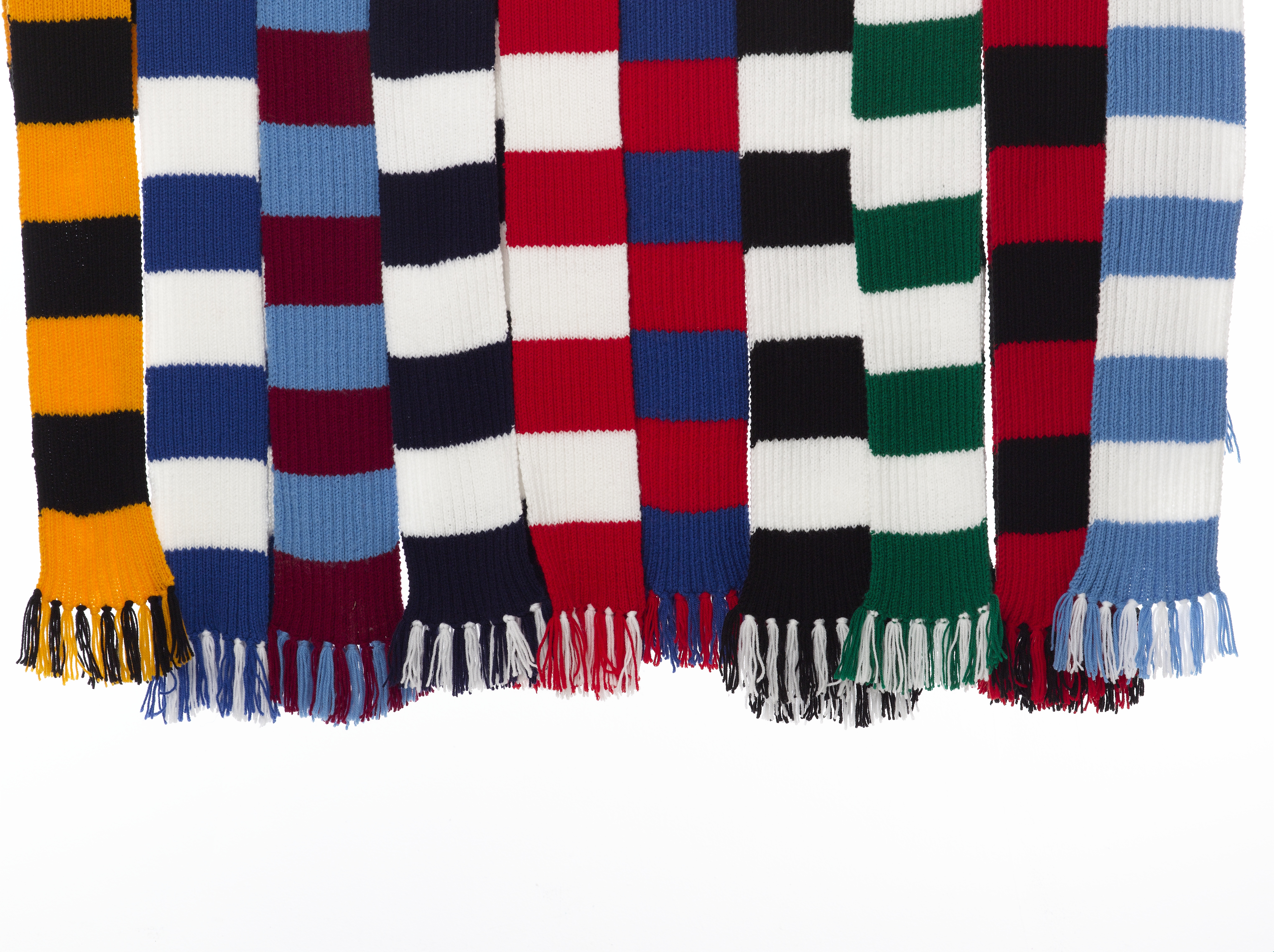 Striped Football Scarf Double Knitting Pattern & Wool Premier League Craft Kit