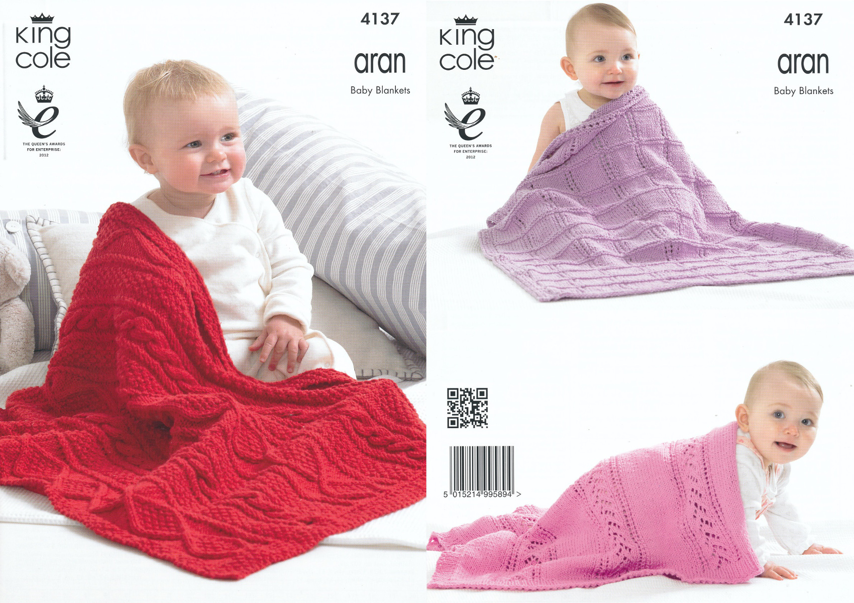 Couvertures bebe Aran Tricot Motif King Cole En Tricot Torsade Dentelle Oeill...