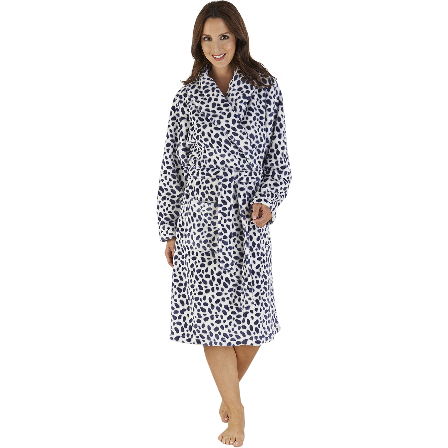 Womens Slenderella Leopard Print Dressing Gown Super Soft Fleece Wrap