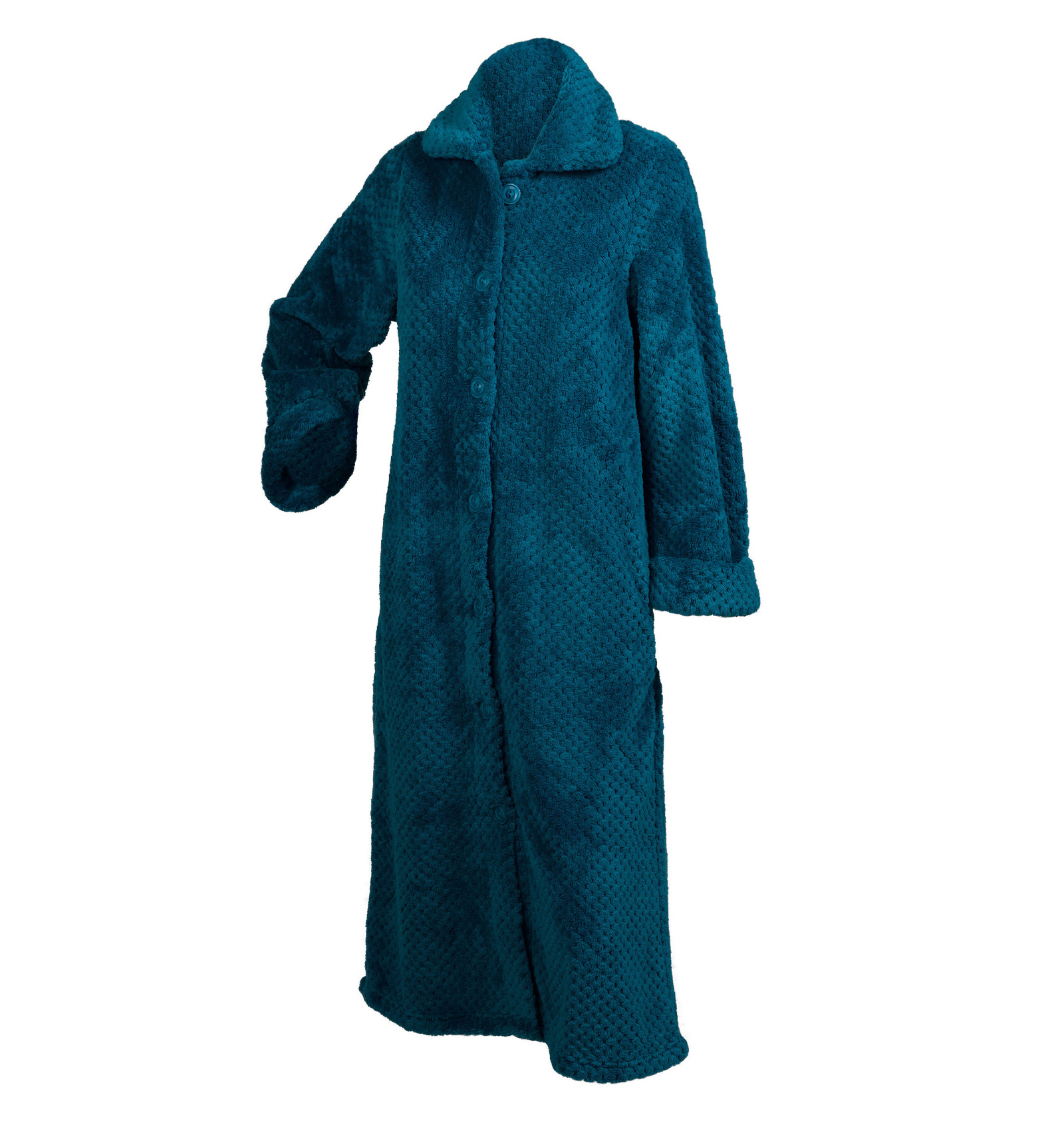 Slenderella Ladies Soft Waffle Fleece Dressing Gown Button Zip Wrap
