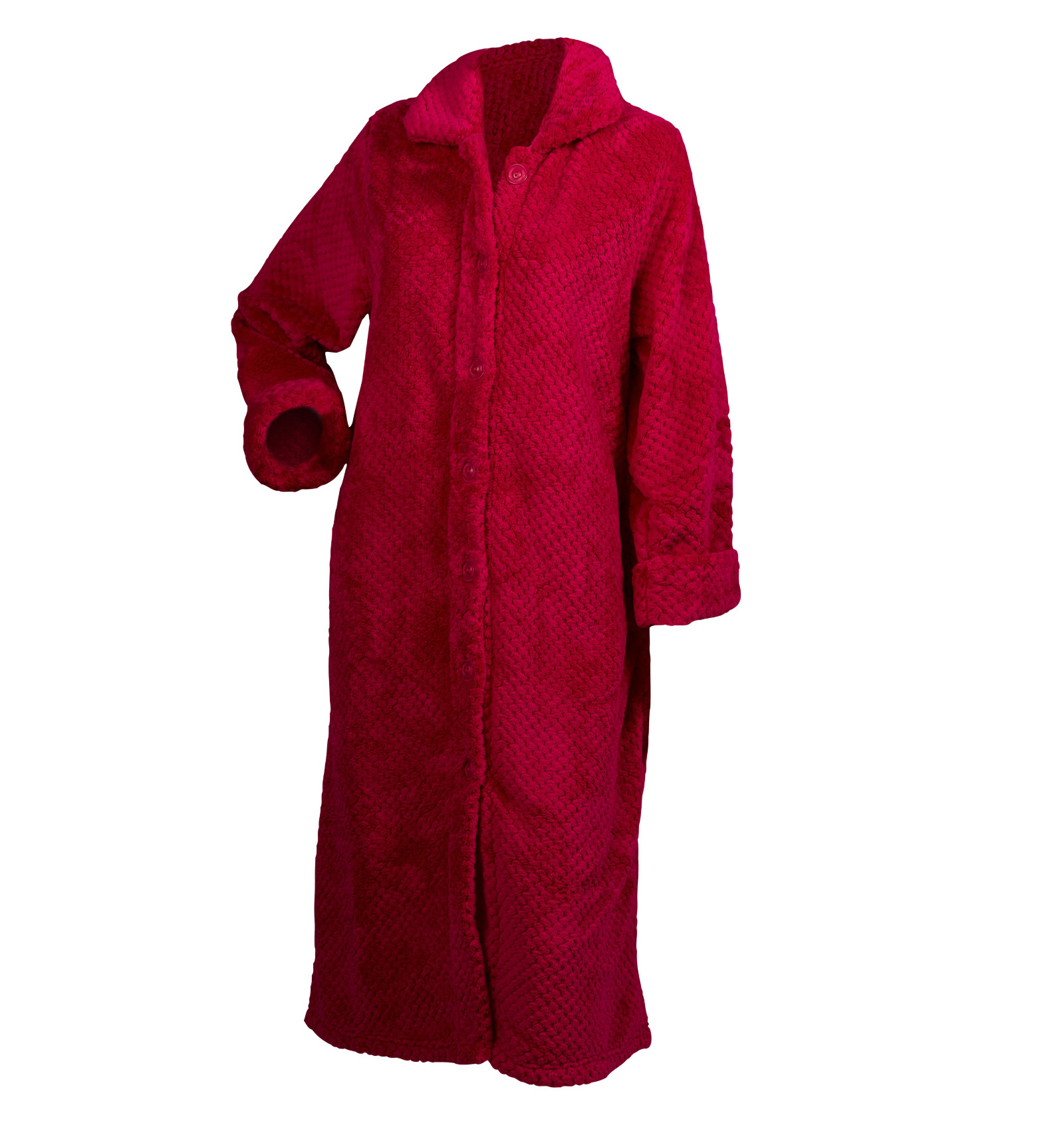 Slenderella Ladies Soft Waffle Fleece Dressing Gown Button Zip Wrap