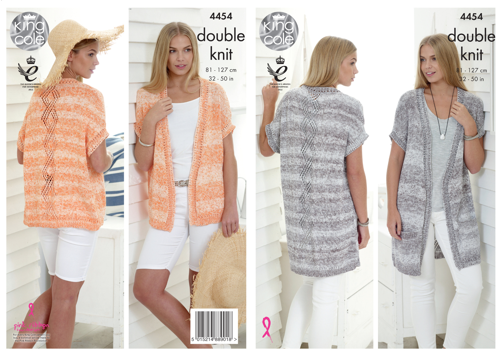 King Cole Ladies Double Knitting Pattern Lace Effect Waistcoats Vogue