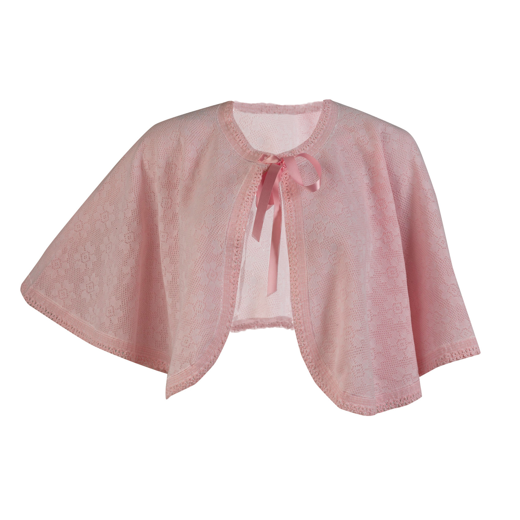 Ladies Floral Lace Bed Jacket Cape Womens Ribbon Tie Nightwear with