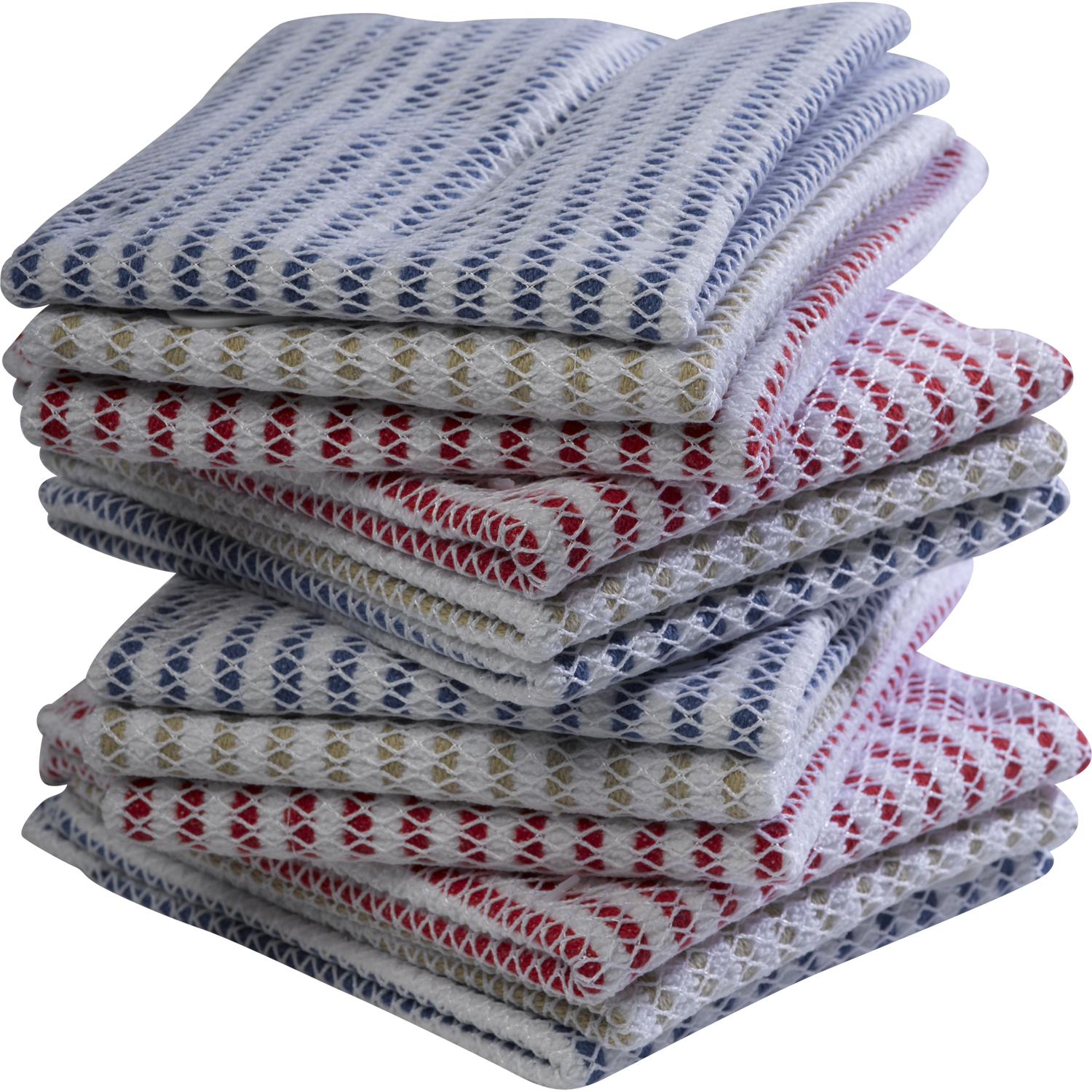 Pack of Cotton Dishcloths Mesh Scrubber Side Striped Kitchen Cleaning