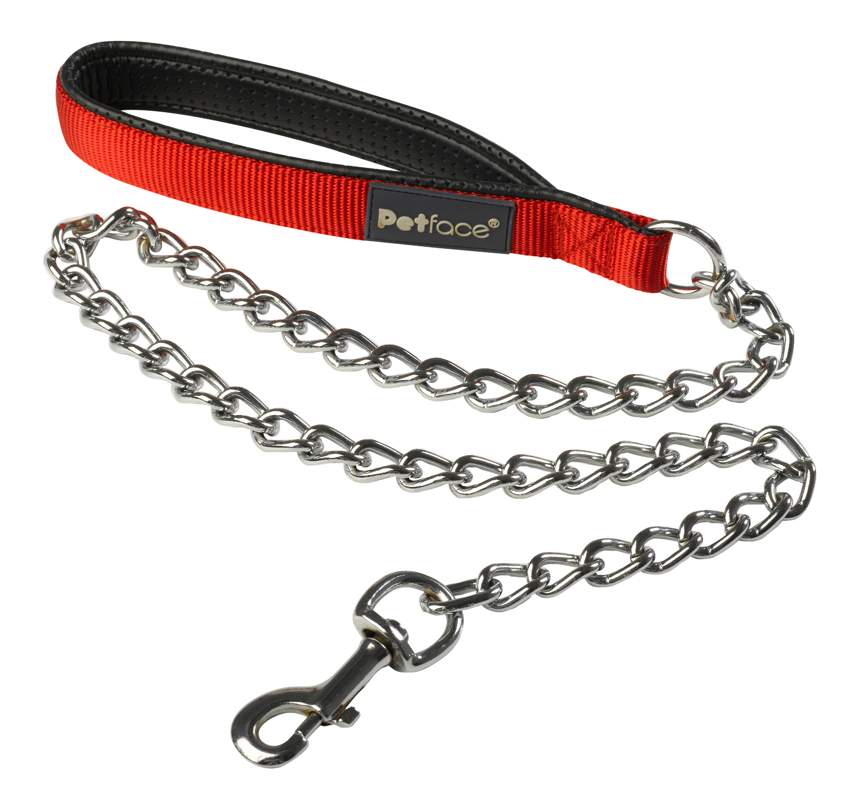 Padded Nylon Chain Lead Puppy Dog Red Walking Leash with Clip Length 40