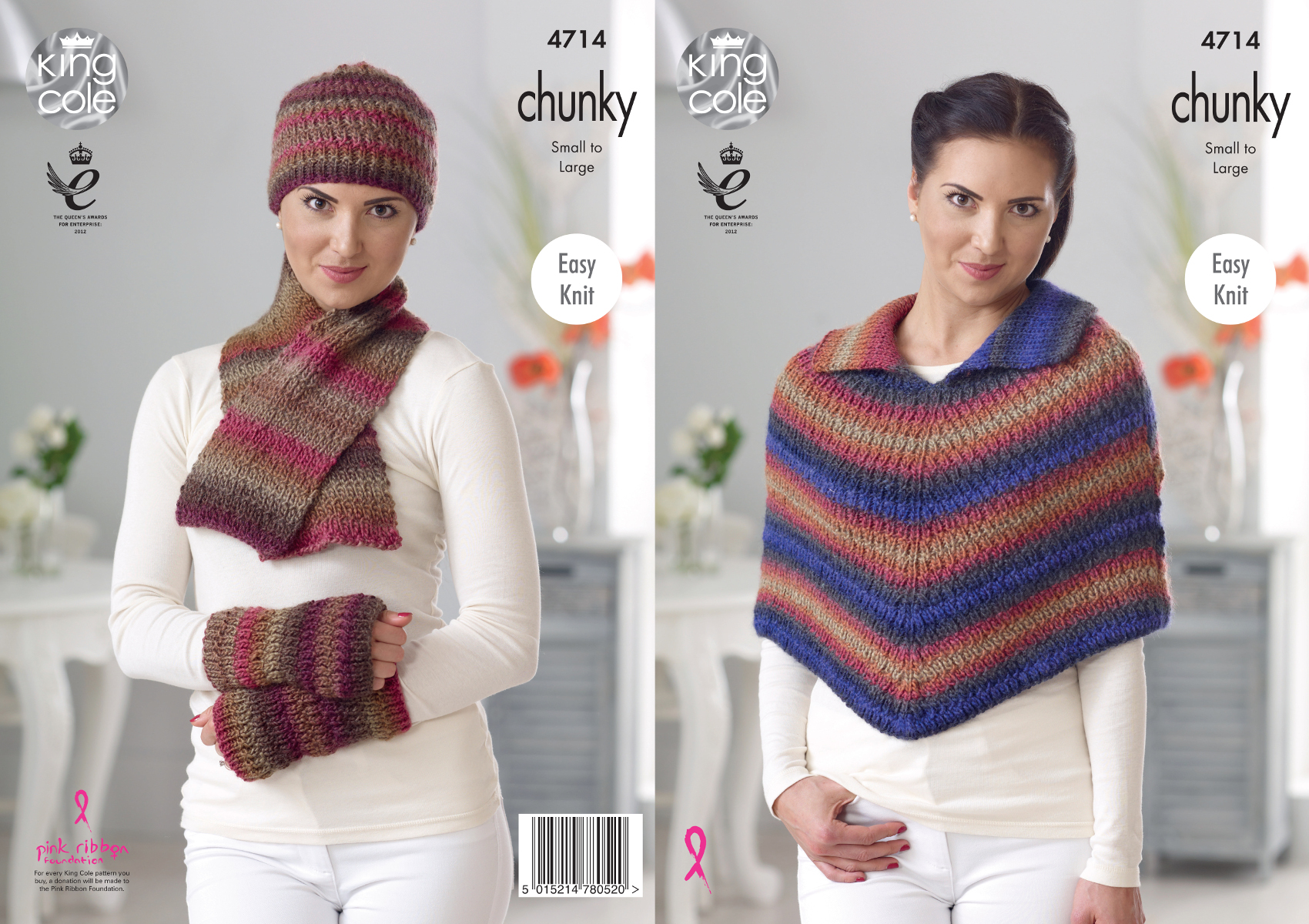 Easy Knit Cape Scarf Wrist Warmers Womens Chunky Knitting Pattern King Cole 4...