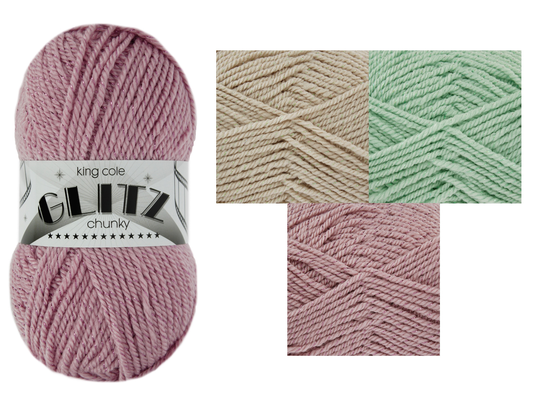King Cole Glitz Chunky Knitting Yarn Soft Premium Acrylic Sparkle Wool