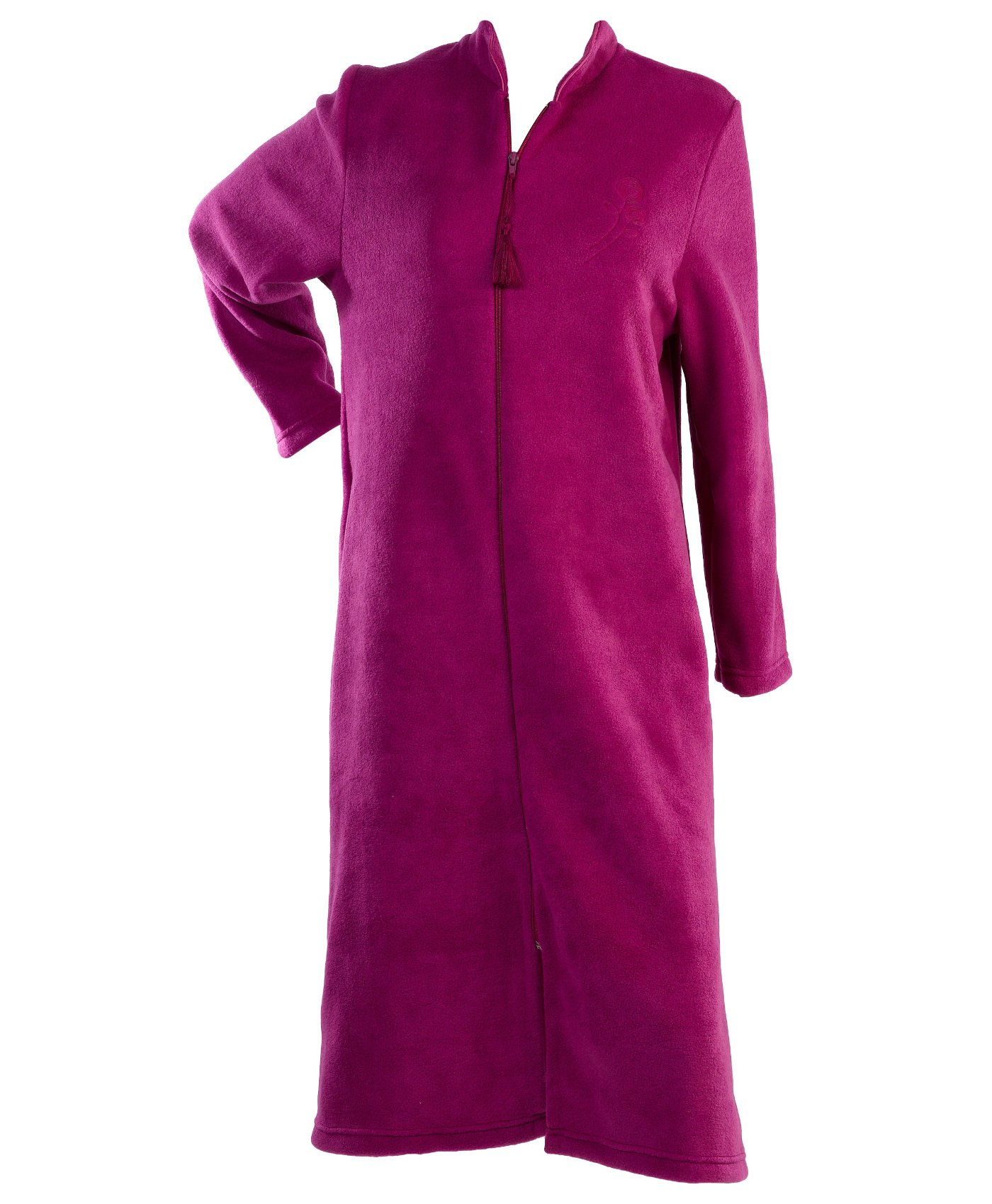 Dressing Gown Womens Soft Polar Fleece Floral Detail Zip Up House Coat