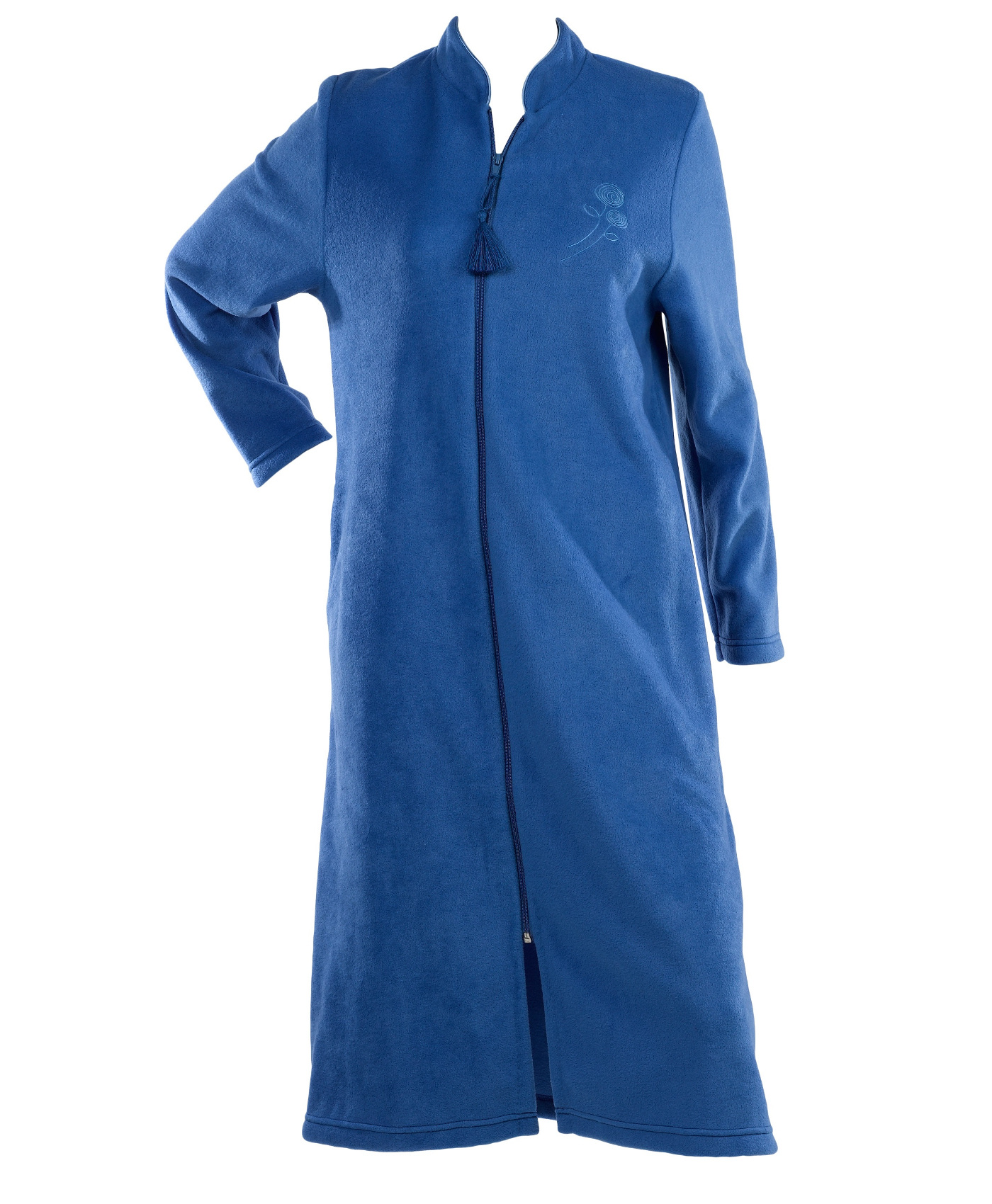 fleece zip front dressing gown