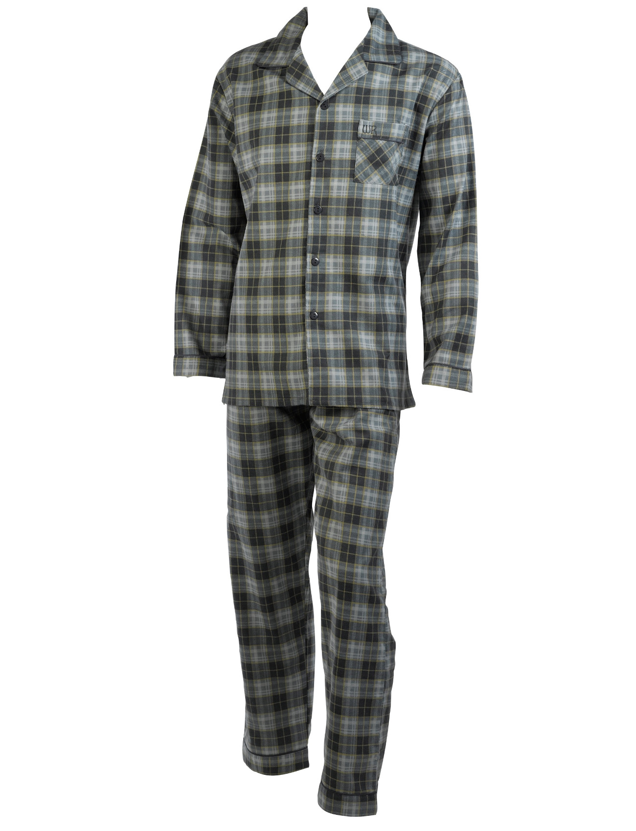 Checked Pyjamas Set Mens Brushed Cotton Walker Reid Long Sleeved