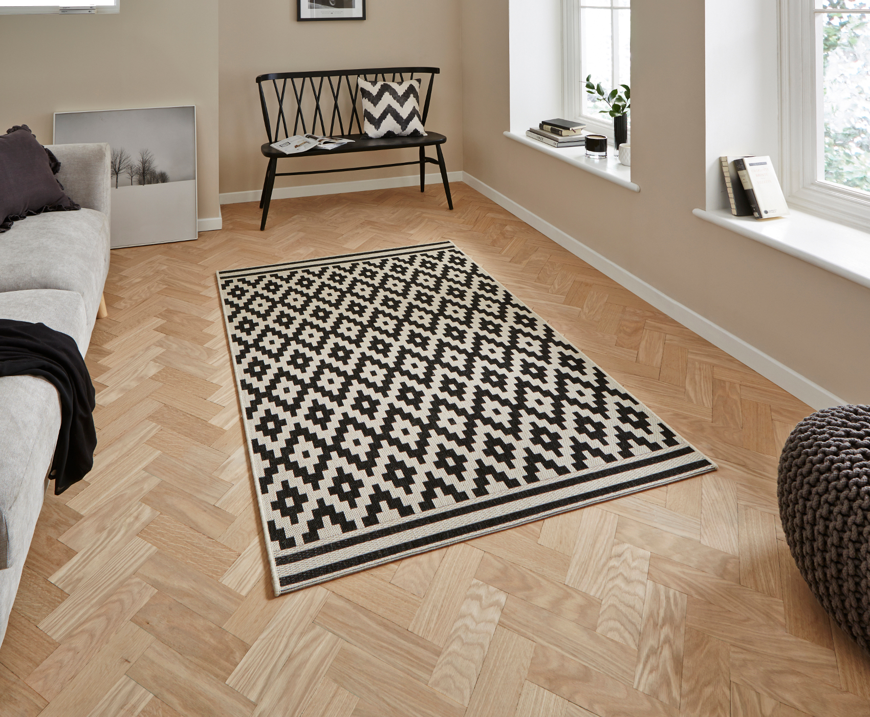 Cottage Diamond Rug Machine Made Flat Weave Polypropylene Durable Cottage Diamond Rug Machine Made Flat Weave Polypropylene