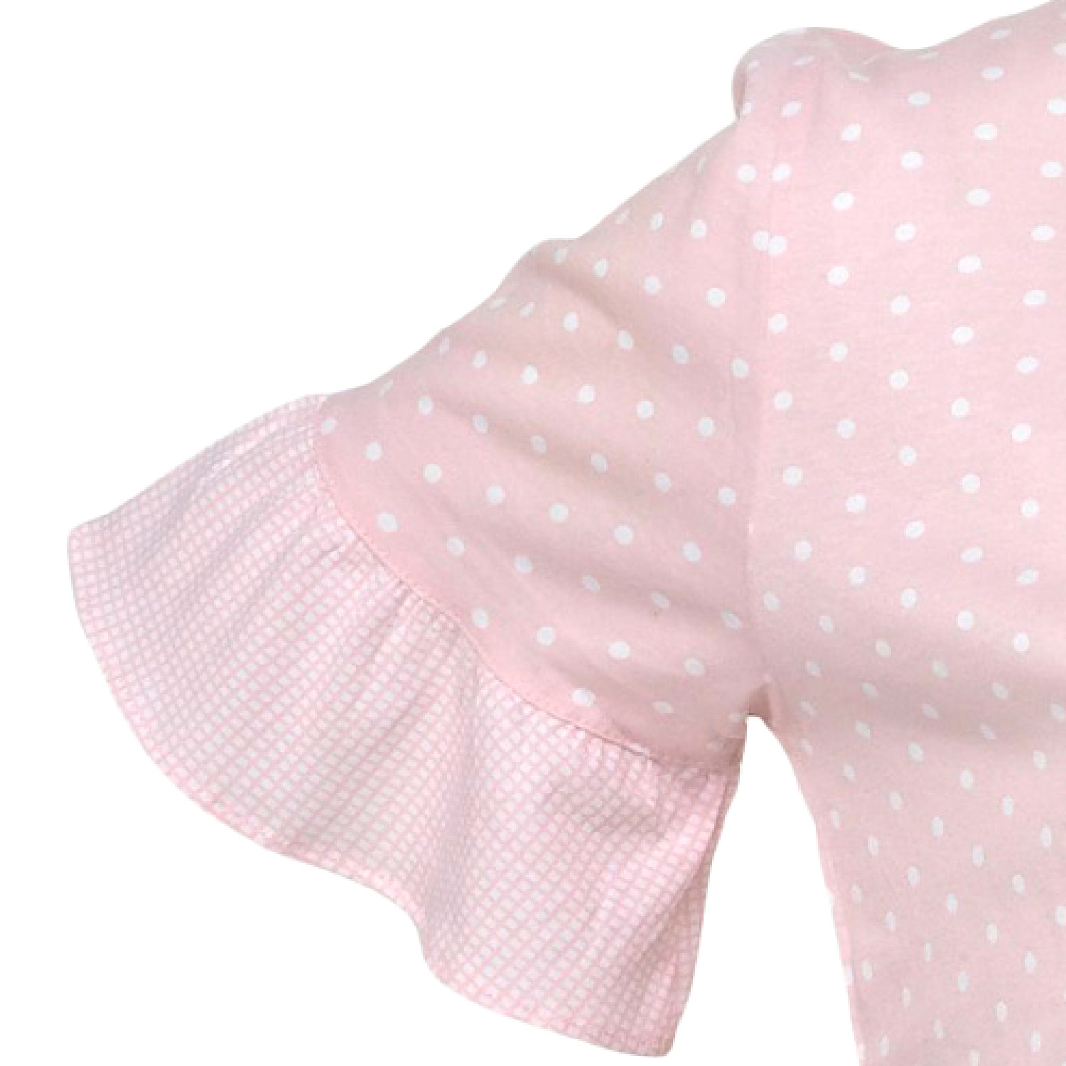 Pyjamas Womens Polka Dot PJs Jersey Cotton Frilly Sleeve Top /& Plain Bottoms