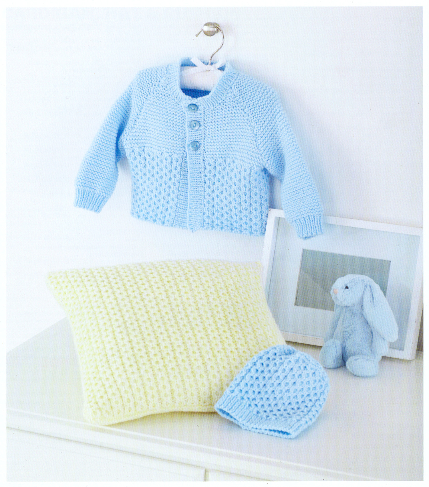 UKHKA 200 Double Knitting Pattern Baby Cardigan Hat & Cushion Mill