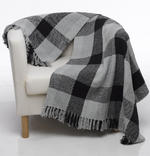 View Item Florence Checked Black Grey Blanket - 100% Cotton Throw (Double)