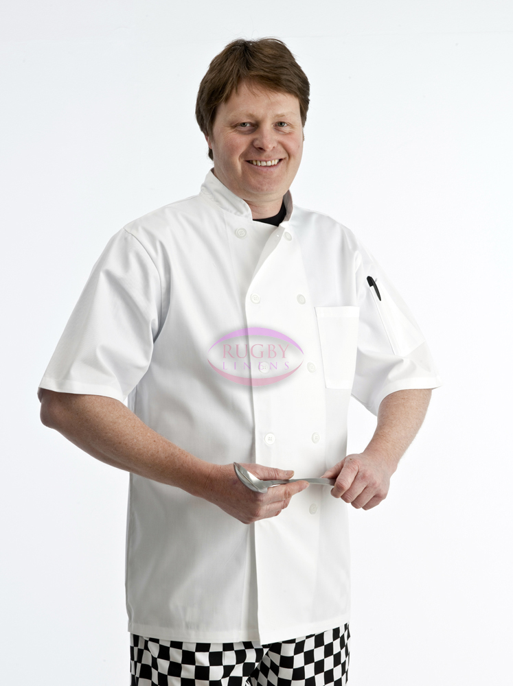 Chefs White Polycotton Shirt Button Up Short Sleeved Pen Pocket Jacket